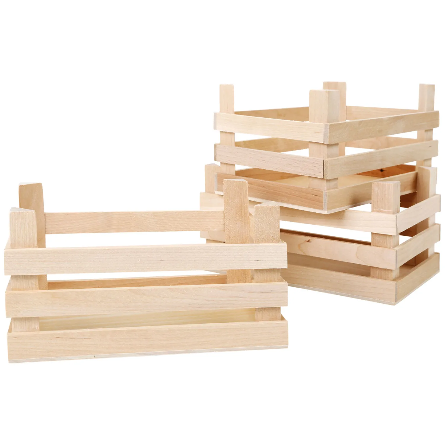 Small Foot - Houten Kratjes Groot 18x12x9,5cm, Set van 3 Best