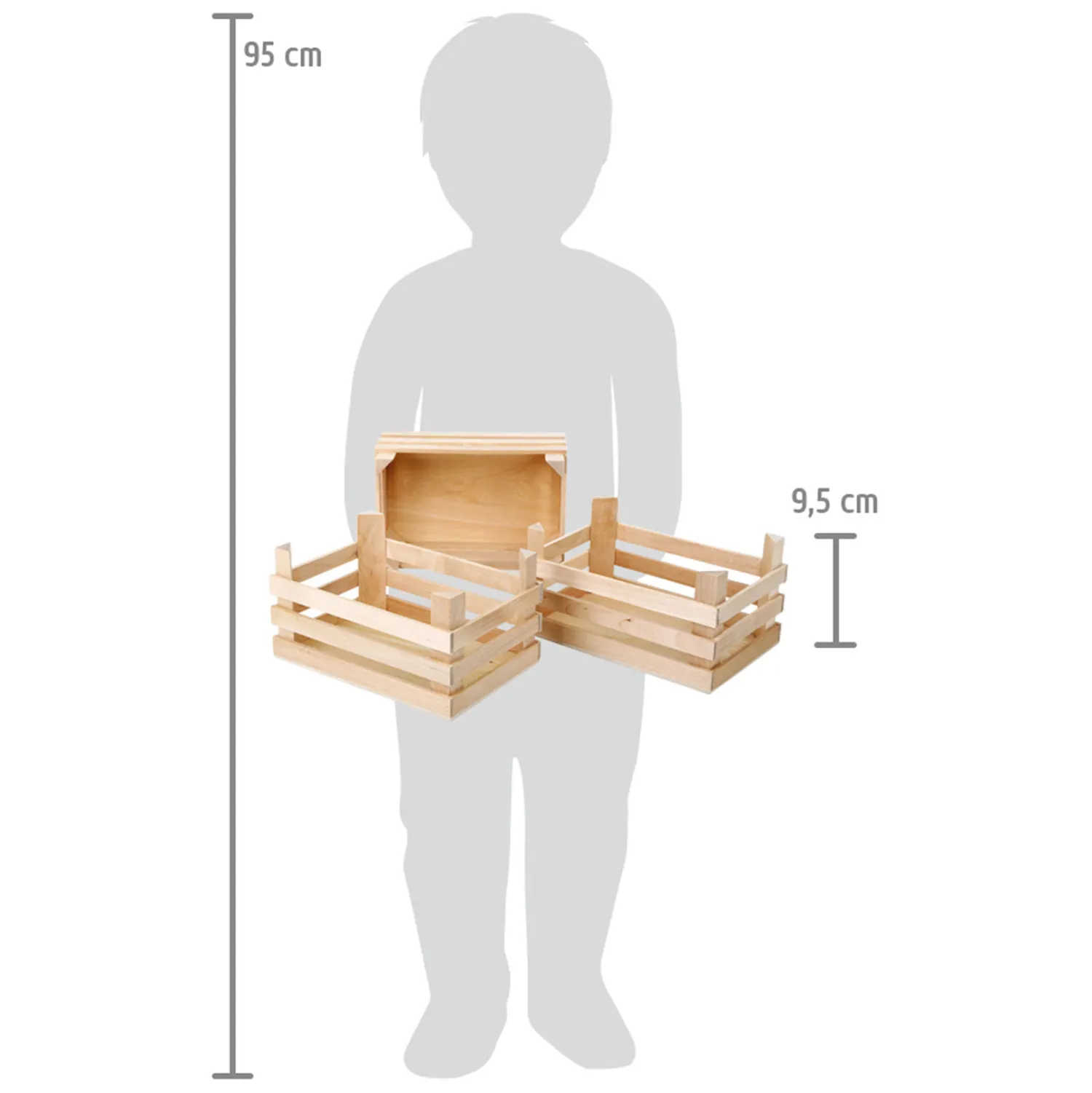 Small Foot - Houten Kratjes Groot 18x12x9,5cm, Set van 3 Best