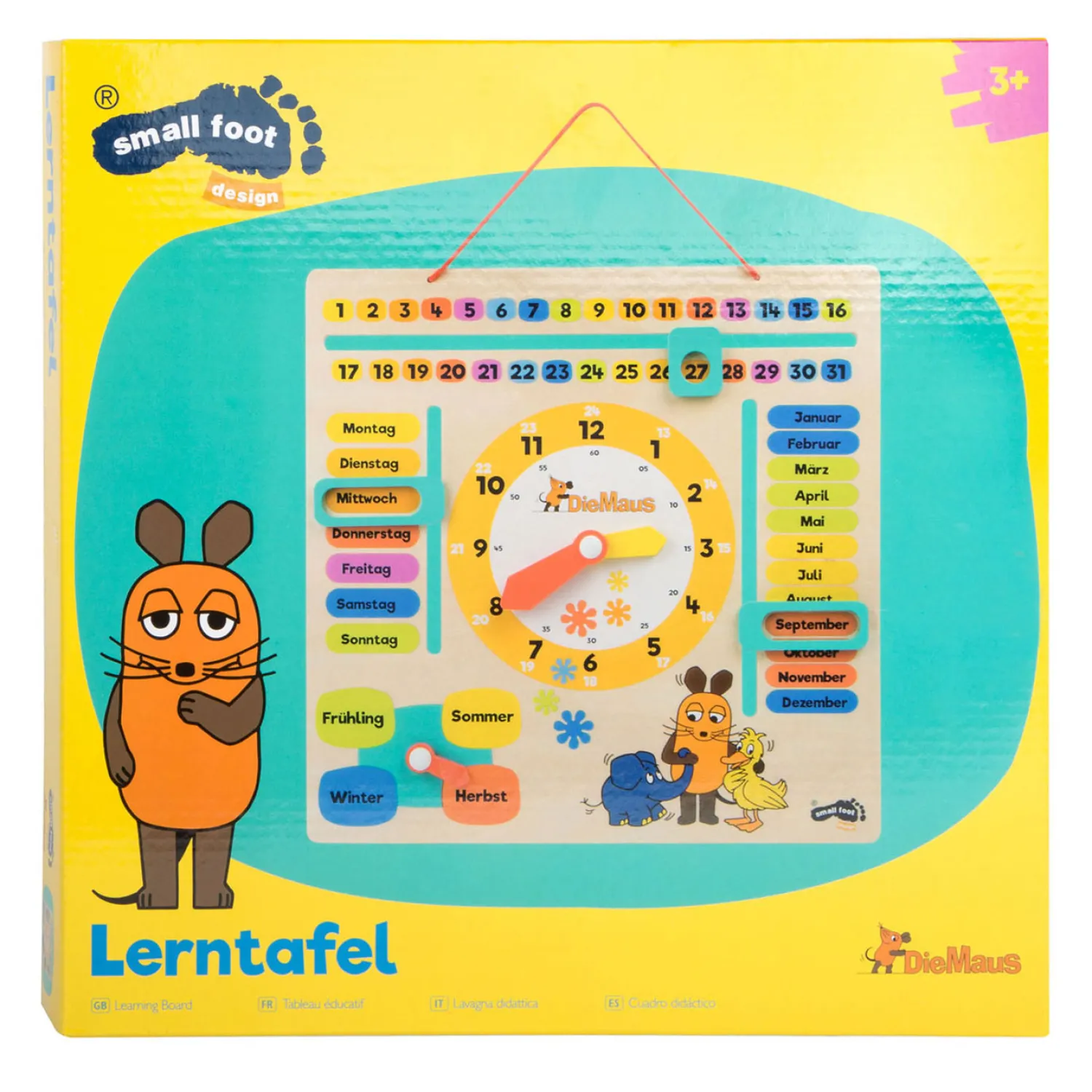 Small Foot - Houten Leerbord Klok Kijken Muis - Duitstalig Hot