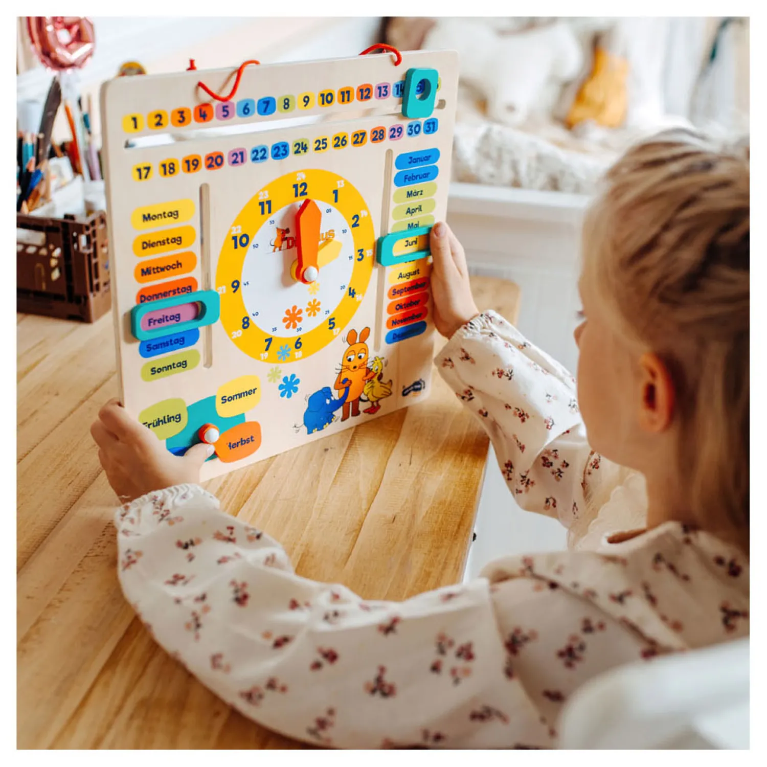 Small Foot - Houten Leerbord Klok Kijken Muis - Duitstalig Hot