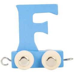 - Houten Lettertrein Blauw - F - 12 stuks>Small Foot Outlet