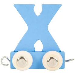 - Houten Lettertrein Blauw - X - 12 stuks-Small Foot