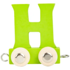 - Houten Lettertrein Groen - H - 12 stuks-Small Foot Hot