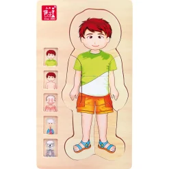  -  Houten Lichaamspuzzel Jongen, 29st.-Small Foot Clearance