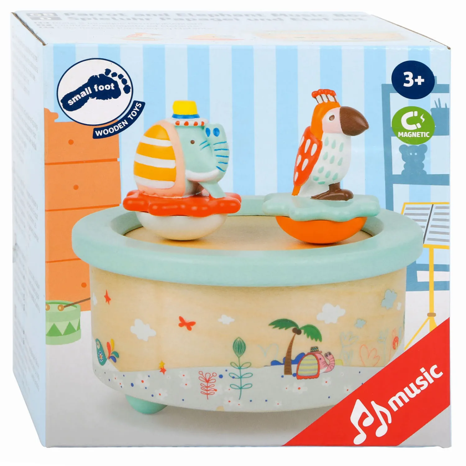- Houten Muziekdoos Papegaai en Olifant>Small Foot Sale