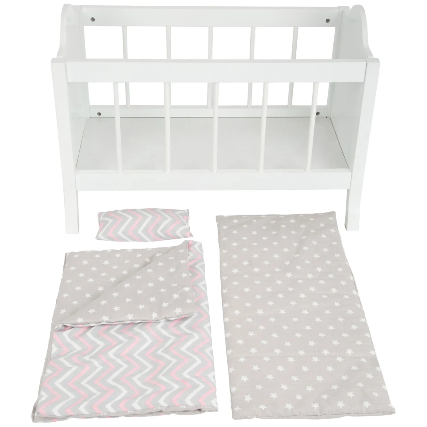 - Houten Poppenbed Wit met Beddengoed Strepen, 4dlg.>Small Foot Best