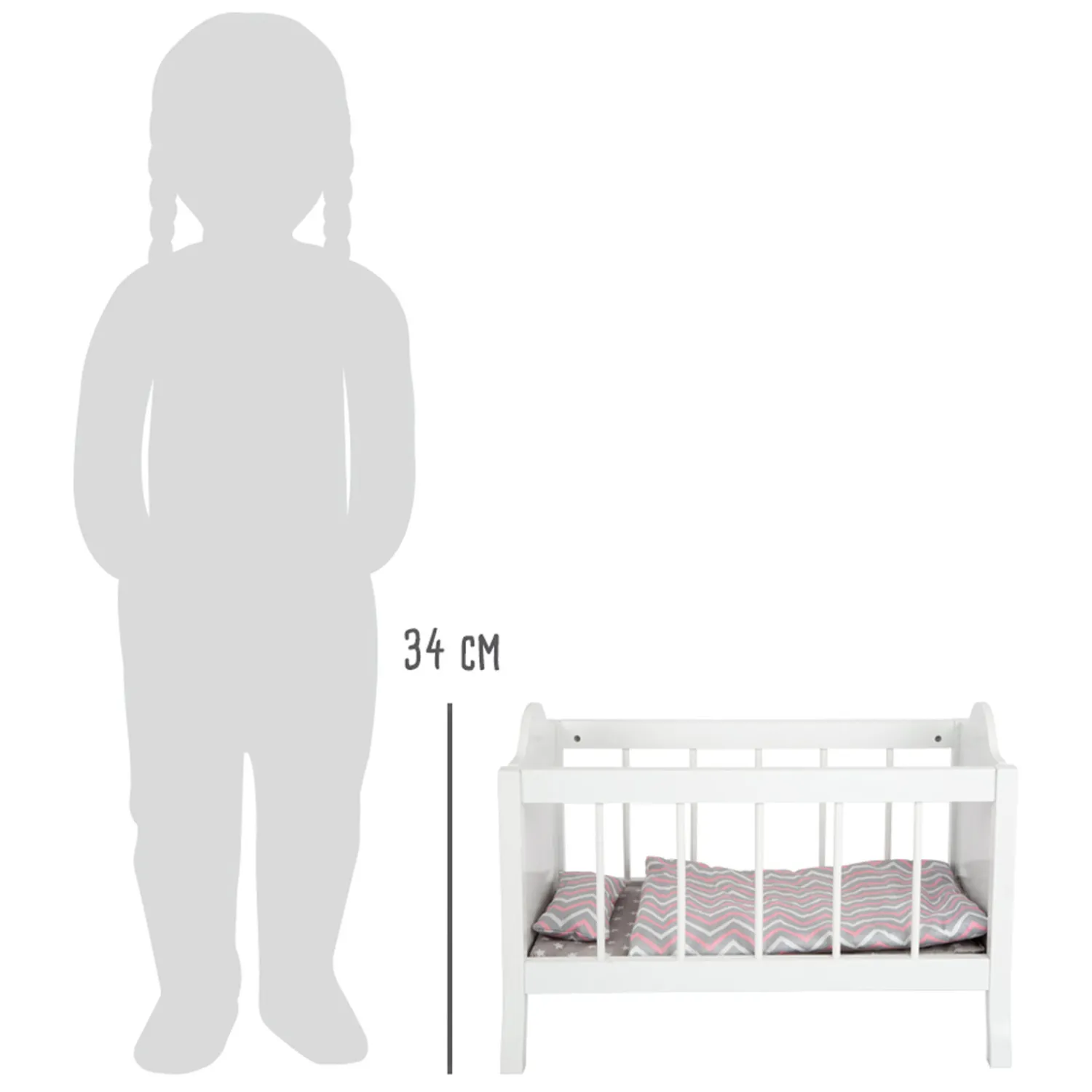 - Houten Poppenbed Wit met Beddengoed Strepen, 4dlg.>Small Foot Best