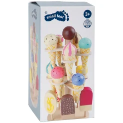 - Houten Speeleten Ijsjes op Beweegbare Ijsstandaard, 16dlg.-Small Foot Sale