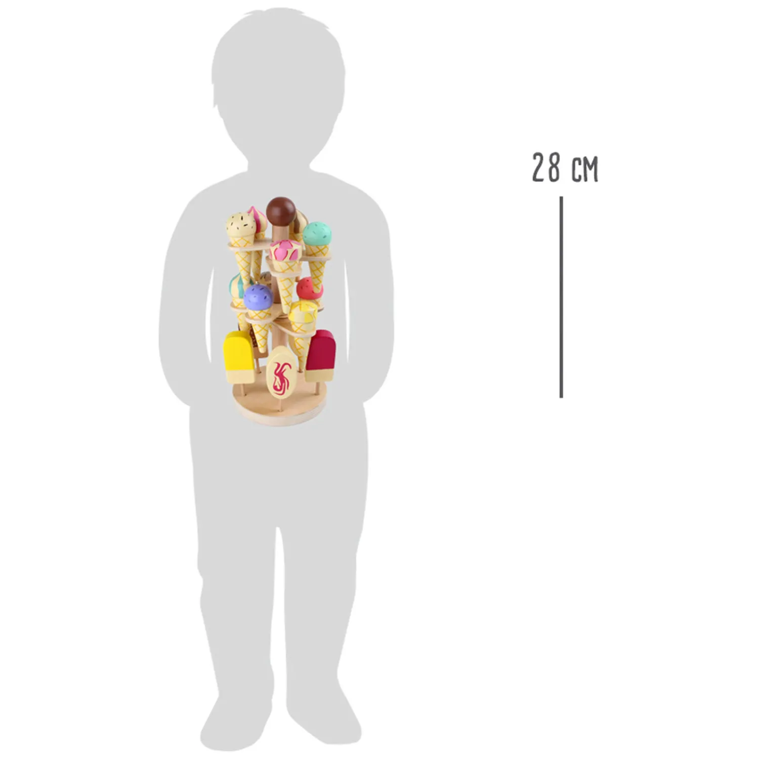 - Houten Speeleten Ijsjes op Beweegbare Ijsstandaard, 16dlg.-Small Foot Sale