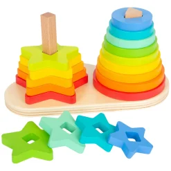 Small Foot - Houten Stapeltoren Regenboog  Cirkel en Ster, 19dlg. Best