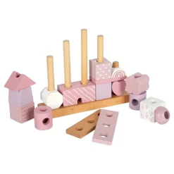 Small Foot - Houten Stapelhuis Roze - 18dlg. Clearance