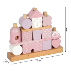 Small Foot - Houten Stapelhuis Roze - 18dlg. Clearance