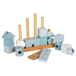 Small Foot - Houten Stapelhuis Blauw - 18dlg. Discount