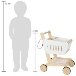 Small Foot - Houten Supermarkt Winkelwagen Wit Hot