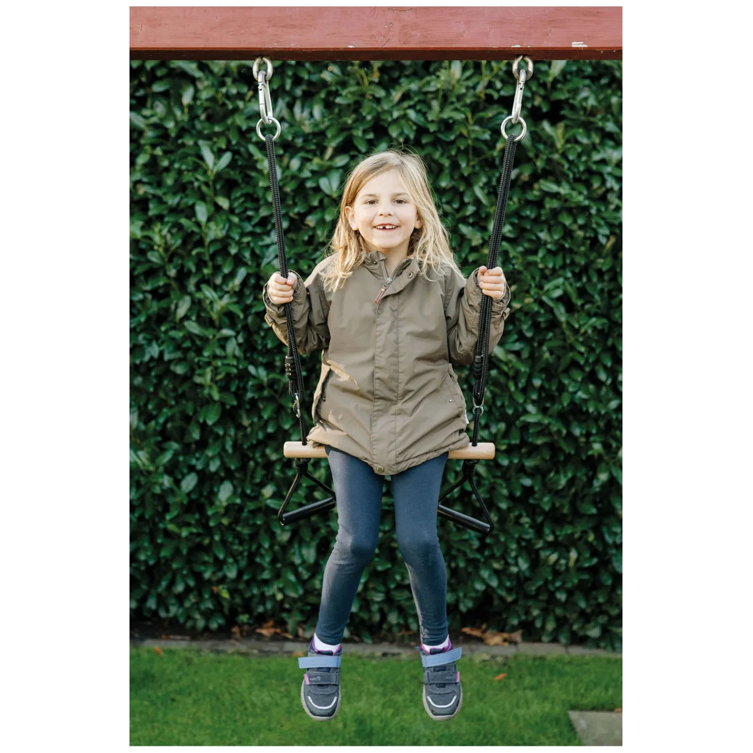 Small Foot - Houten Trapezeschommel met Gymnastiekringen Black Line Clearance