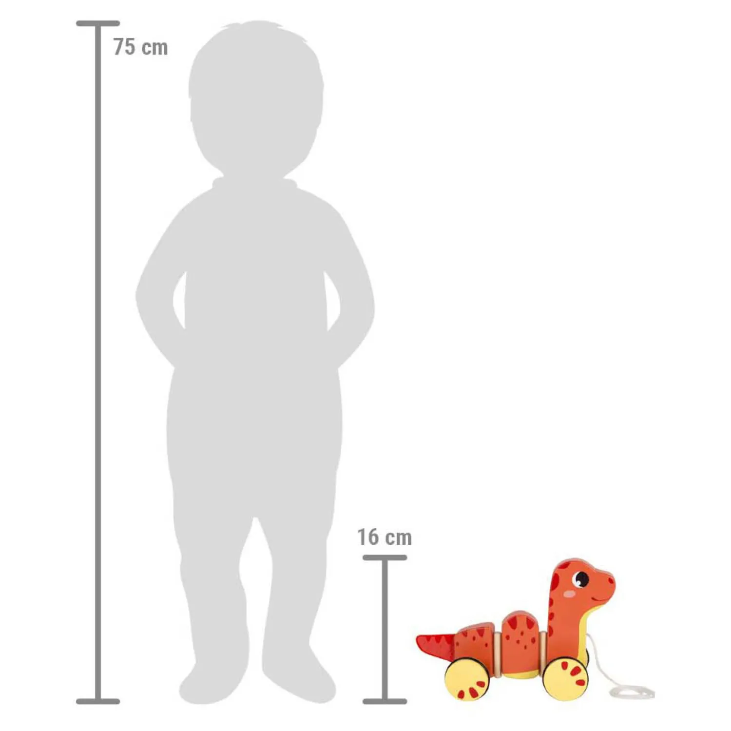 Small Foot - Houten Trekfiguur Dino Hot