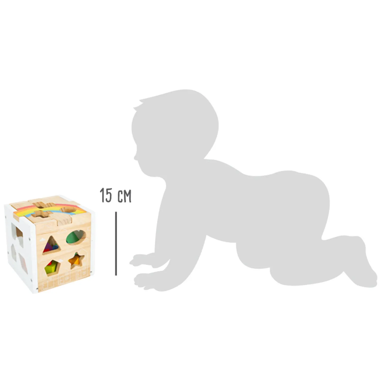 - Houten Vormenstoof Kubus Regenboog,-Small Foot New