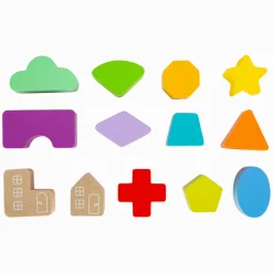 - Houten Vormenstoof Kubus Regenboog,-Small Foot New