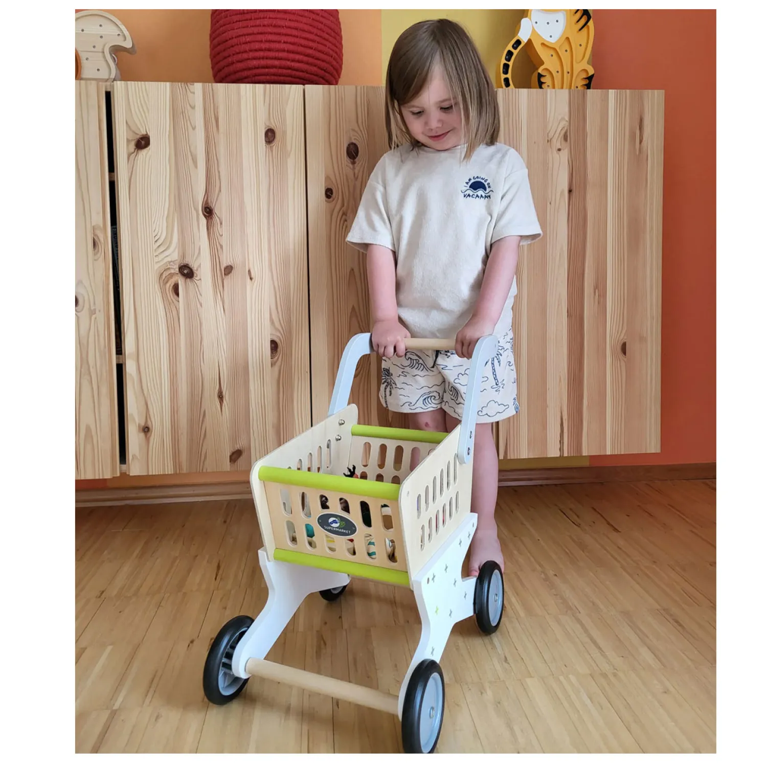 Small Foot - Houten Winkelwagen Supermarkt Discount