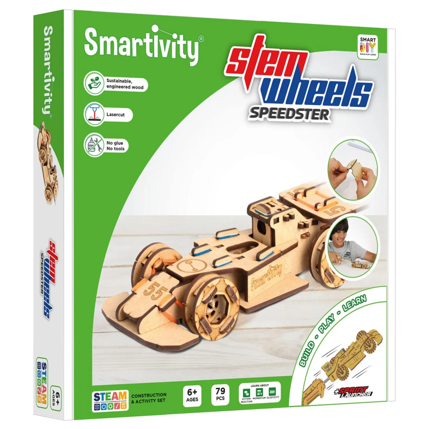 SmartGames Smartivity Stem Wheels Bouwpakket Hout - Speedster Best