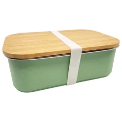 Smikkels RVS Broodtrommel met Bamboe Deksel 900ml - Groen Best
