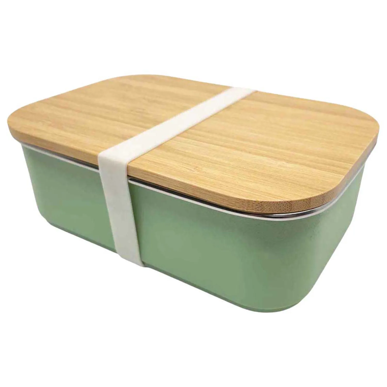 Smikkels RVS Broodtrommel met Bamboe Deksel 900ml - Groen Best