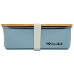 Smikkels RVS Broodtrommel met Bamboe Deksel 900ml - Blauw>