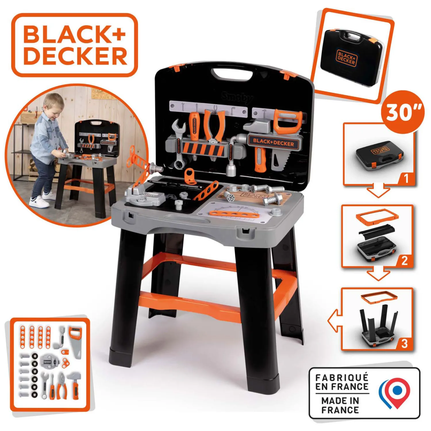 Black & Decker Bricolo Smart Werkbank Inklapbaar in Koffer, 33dlg.-Smoby
