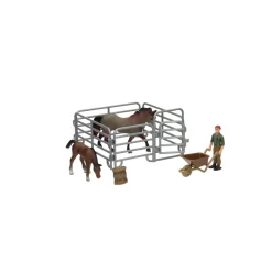 Speelset Paarden met Verzorger - Grijs Bruin Sale