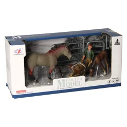 Speelset Paarden met Verzorger - Grijs Bruin Sale