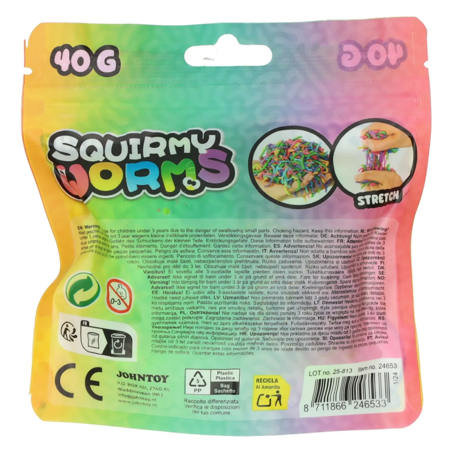 Squirmy Wormen Kleur - 40gr.-Johntoy New