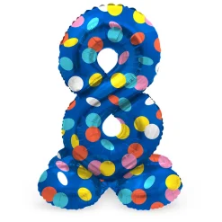 Staande Folieballon Colorful Dots Cijfer 8 - 72cm-Folat BV Hot