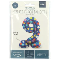 Staande Folieballon Colorful Dots Cijfer 9 - 72cm>Folat BV Outlet