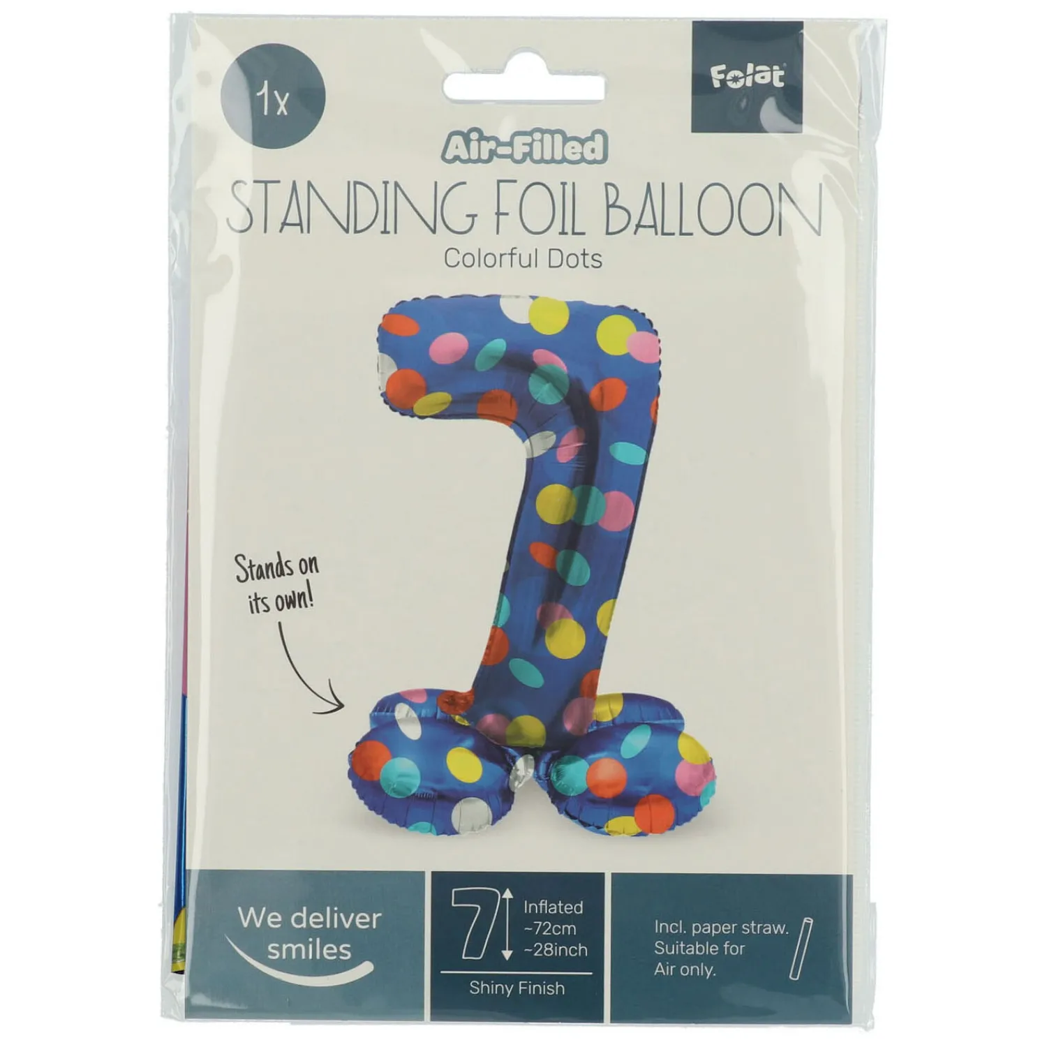 Staande Folieballon Colorful Dots Cijfer 7 - 72cm-Folat BV Clearance