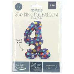 Staande Folieballon Colorful Dots Cijfer 4 - 72cm>Folat BV New