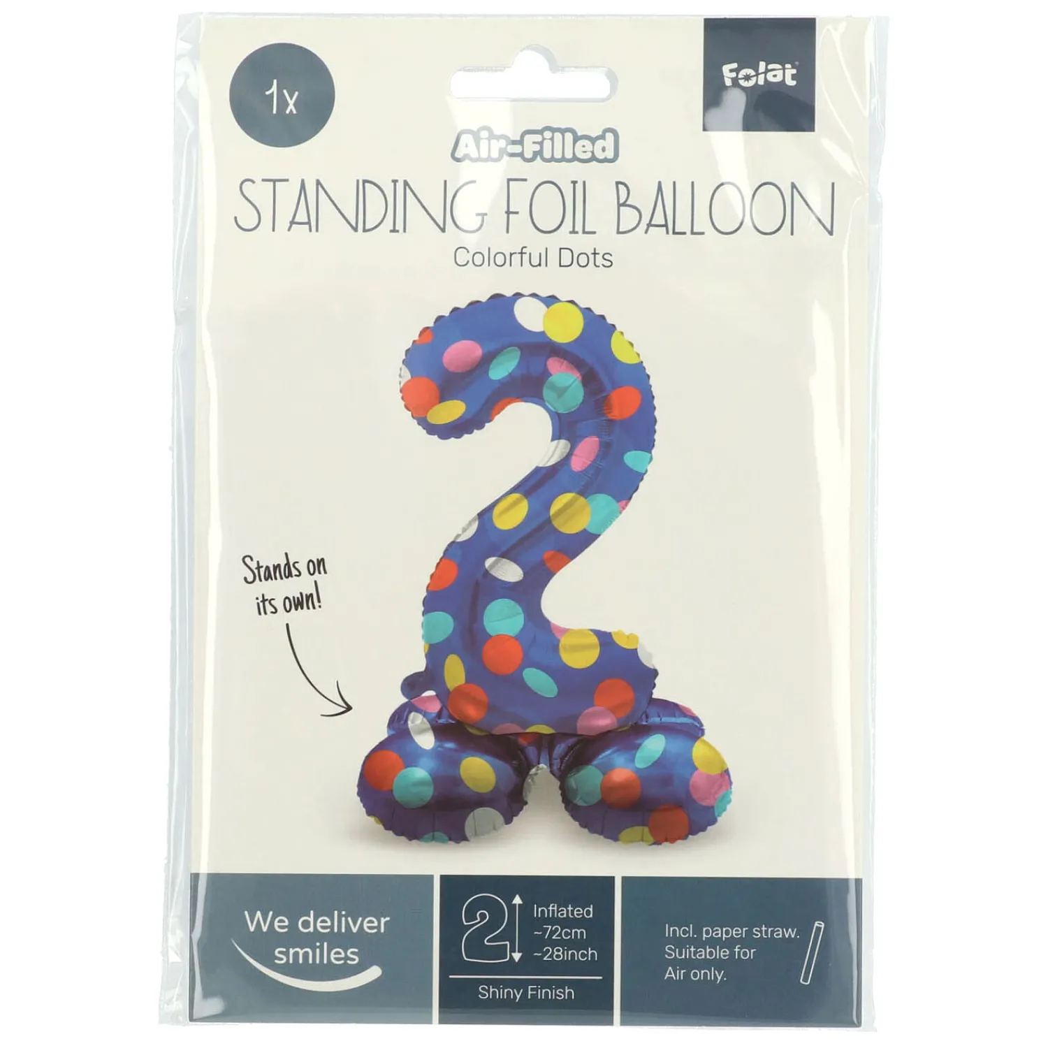 Staande Folieballon Colorful Dots Cijfer 2 - 72cm>Folat BV Sale