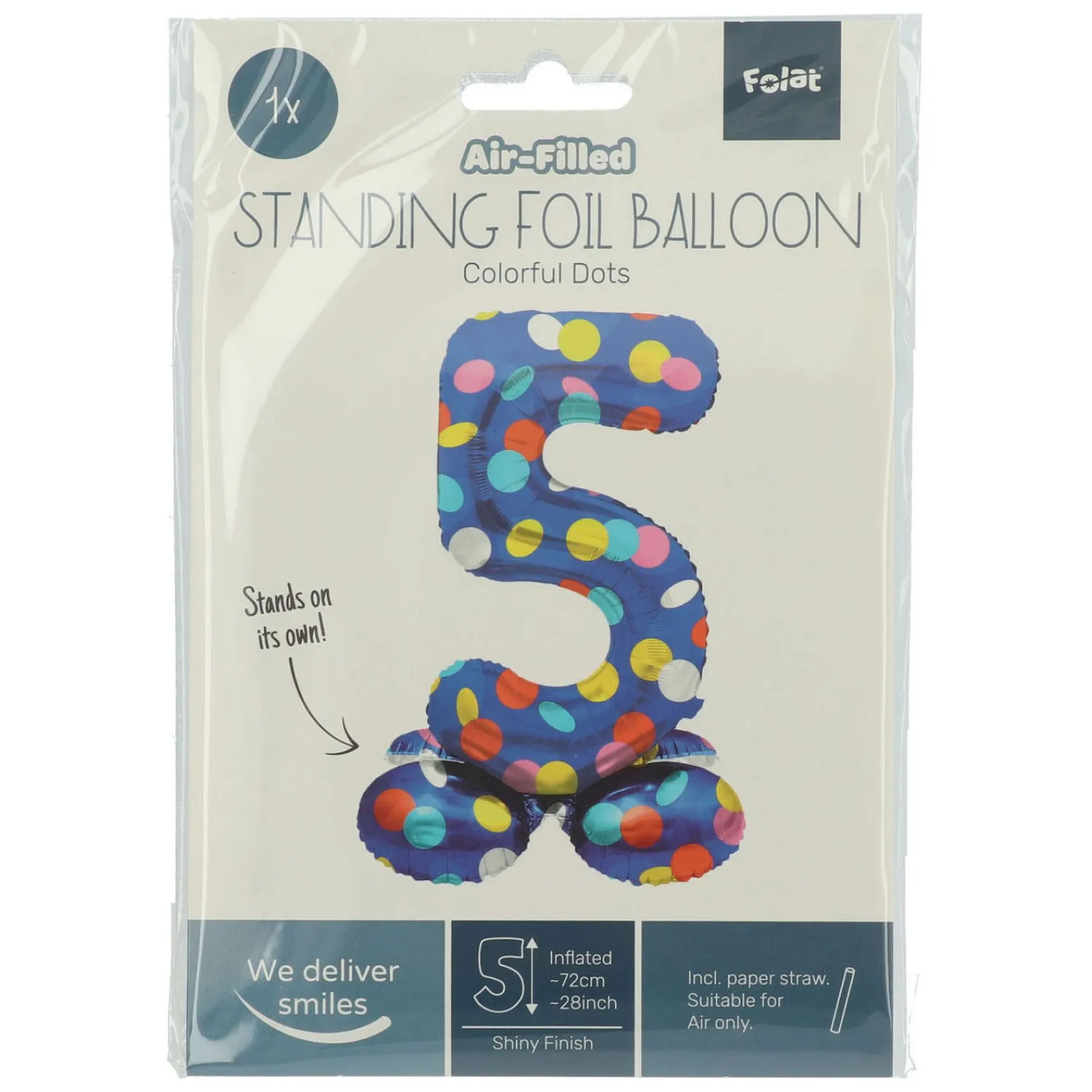 Staande Folieballon Colorful Dots Cijfer 5 - 72cm>Folat BV Outlet