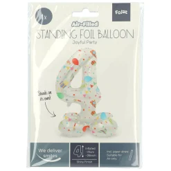 Staande Folieballon Joyful Party Cijfer 4 -72cm>Folat BV