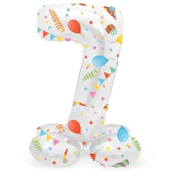 Staande Folieballon Joyful Party Cijfer 7 -72cm-Folat BV Discount