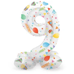 Staande Folieballon Joyful Party Cijfer 9 -72cm-Folat BV Clearance