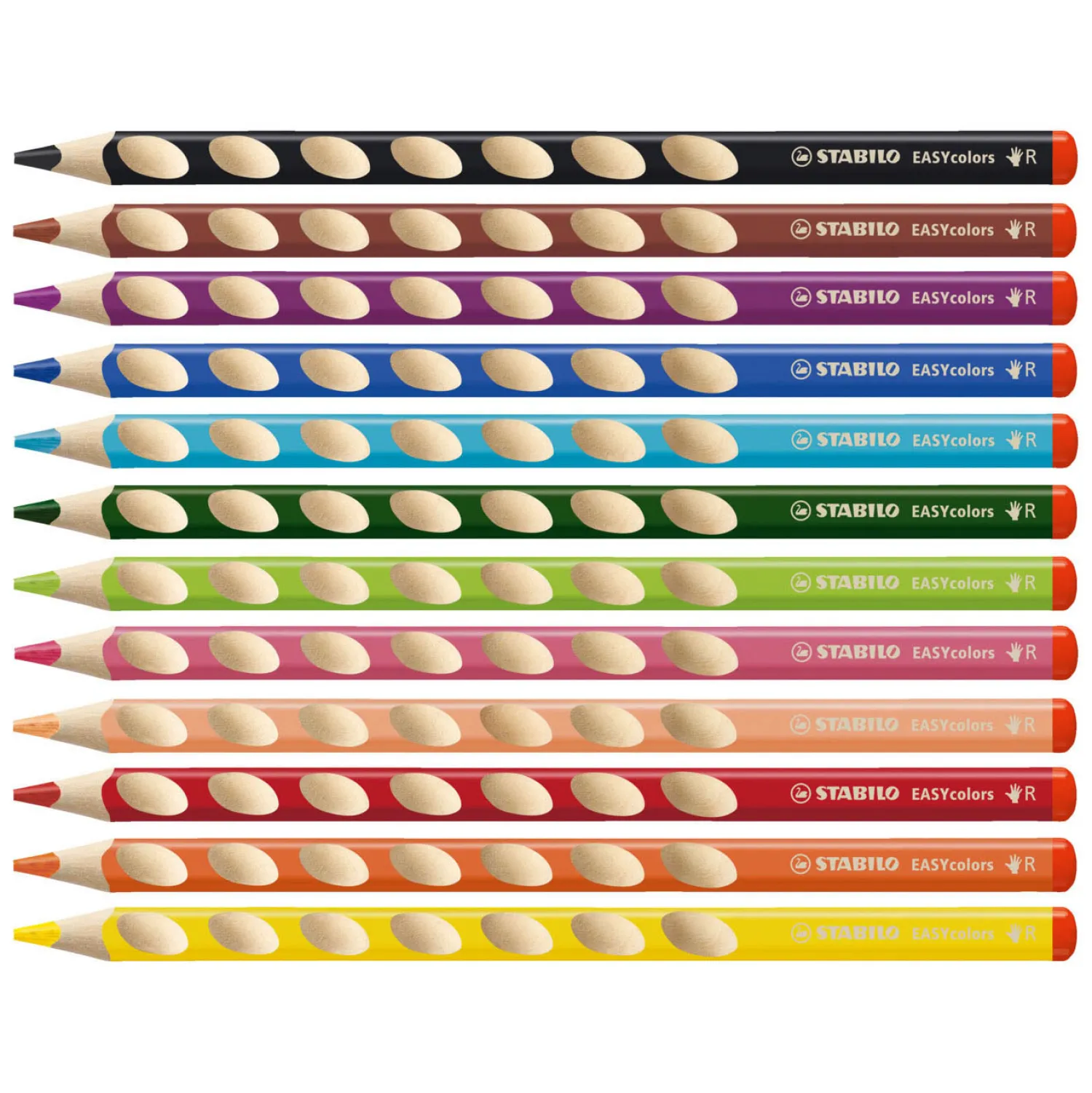 EASYcolors Kleurpotloden Rechtshandig - 12 St. + Puntenslijper-Stabilo Hot