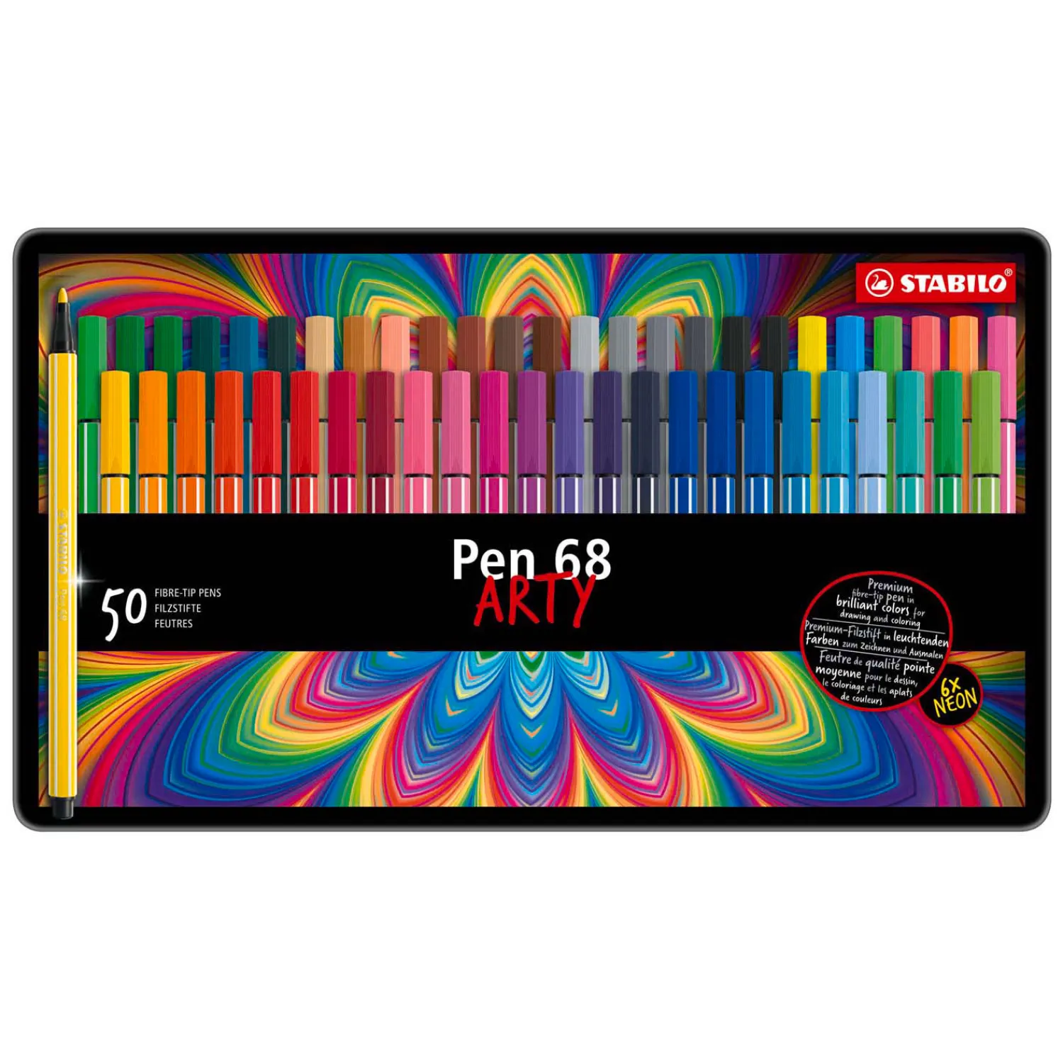 Stabilo Pen 68 - Viltstift - Metalen Doos Met 50 Stuks