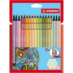 Pen 68 - Viltstift - Set Met 18 Stuks>Stabilo