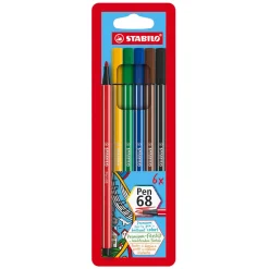 Stabilo Pen 68 - Viltstift - Set met 6 Stuks Hot