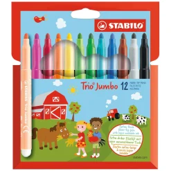 Stabilo Trio Jumbo - Viltstift - Set Met 12 Stuks Discount