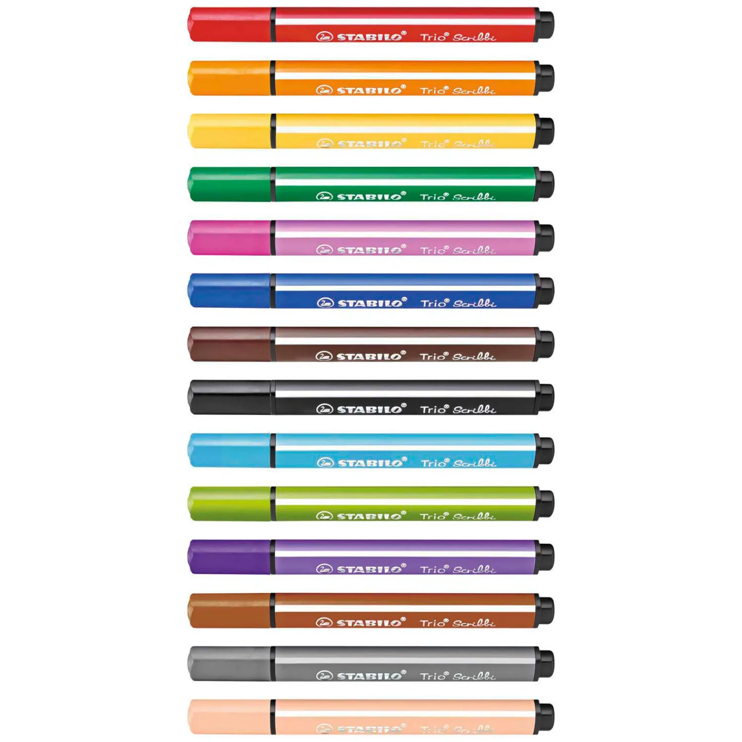 Trio Scribbi - Viltstift Met Meeverende Punt - Set 14 St.-Stabilo Best