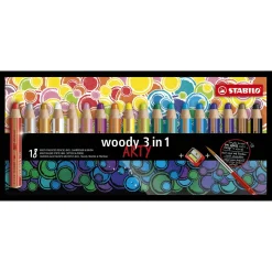 woody 3 in 1 - Multitalent Kleurpotlood - ARTY - Set 18 St. + Puntenslijper>Stabilo Discount