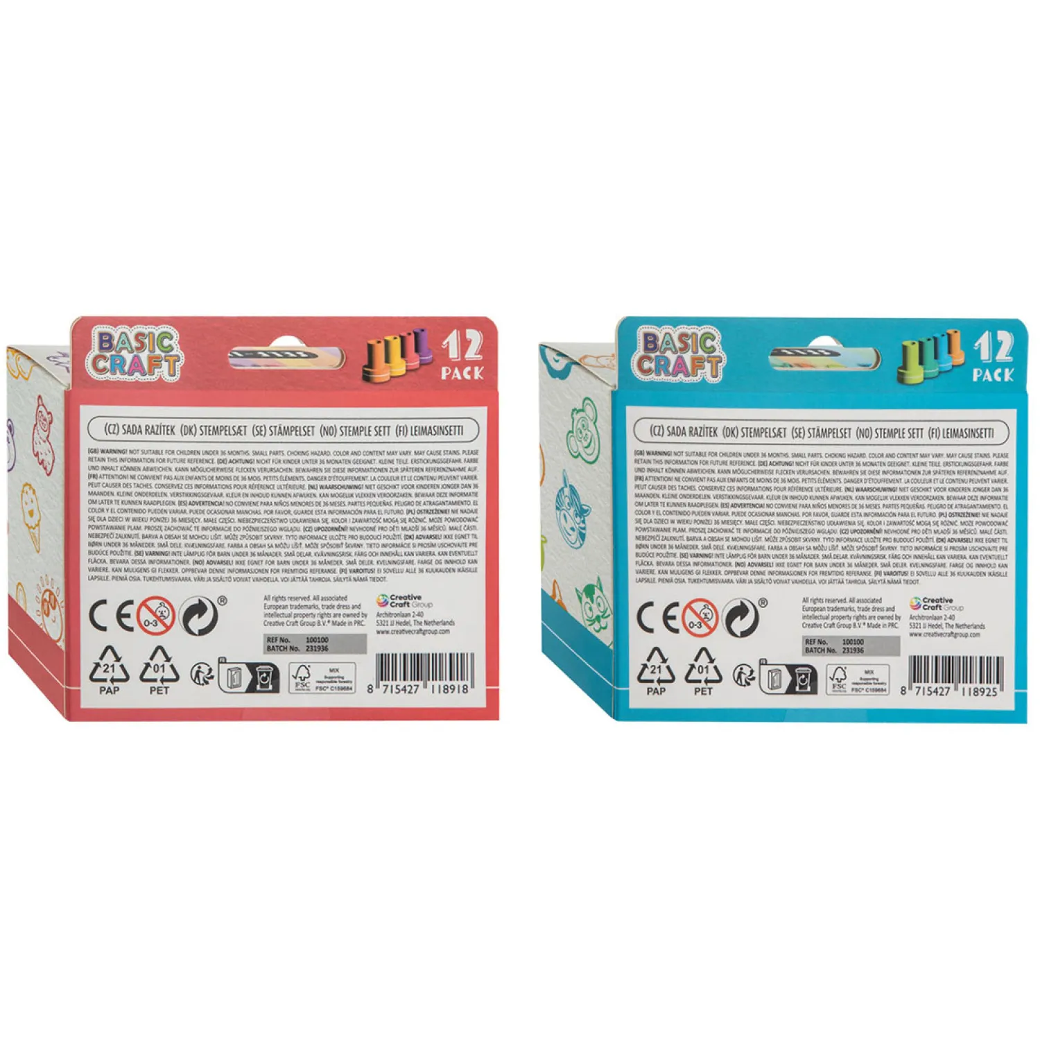 Creative Craft Group Stempelset Dieren, 12st.