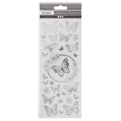 Stickers Zilver Vlinders, 1 Vel-Creativ Company Outlet