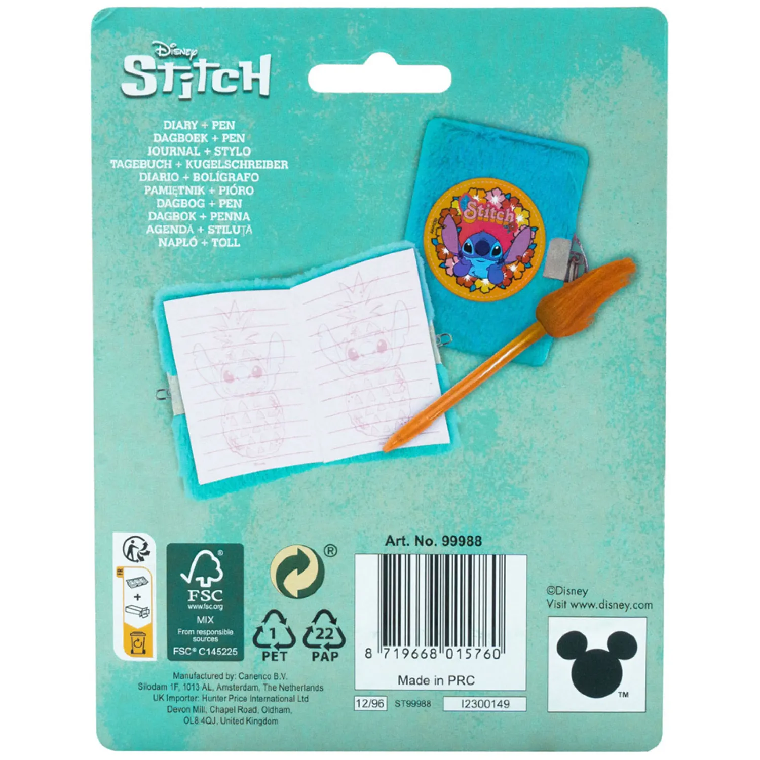 Stitch Pluche Dagboek met Fluffy Pen-Canenco